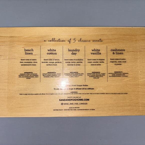 Sand + Fog Fragrance Oils 5 pk Cashmere Beach Linen White Cotton Laundry Day Etc - Picture 4 of 4